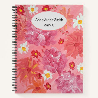 Sunset Rose Floral Personalized Notebook