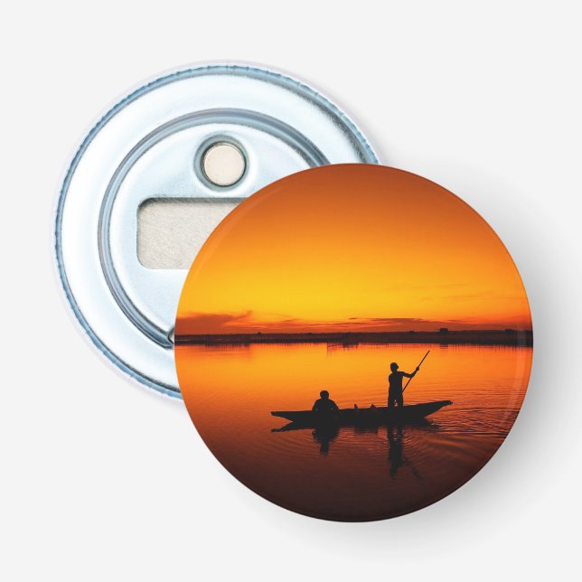Sunset, Rowing Boat Silhouette-16497 Bottle Opener (Front)