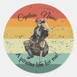 Sunset Rum Skeleton Party Pirate Classic Round Sticker