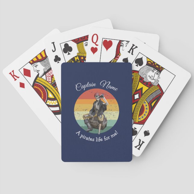Sunset Rum Skeleton Party Pirate  Playing Cards (Back)
