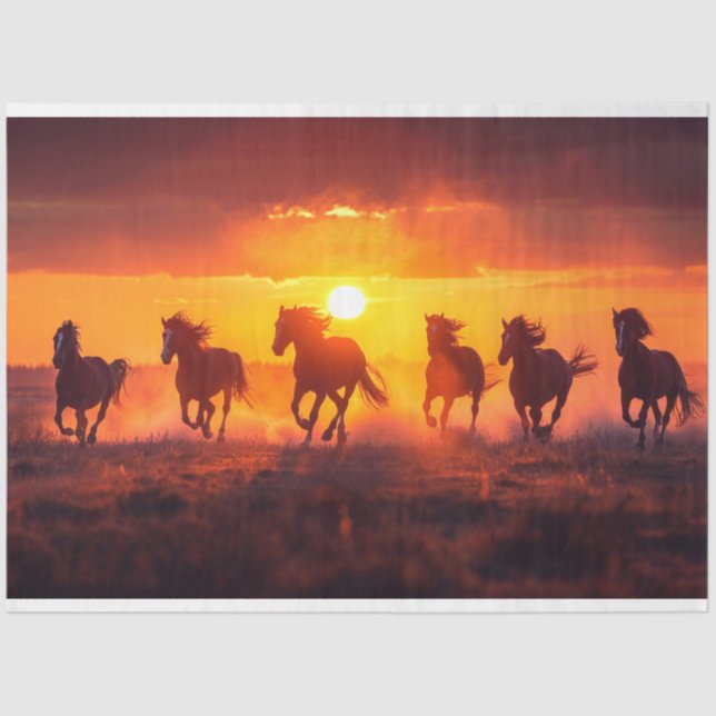Sunset Running Horses Decoupage Tissue Paper (Front)