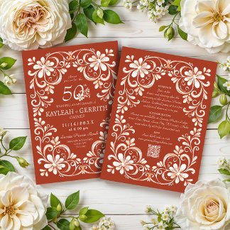 Sunset Rust Shabby Chic QR Anniversaire Invitation