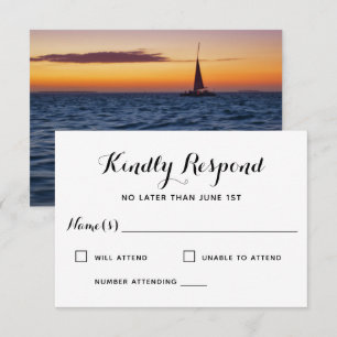 Sunset Sail Modern Nautical Wedding RSVP Card