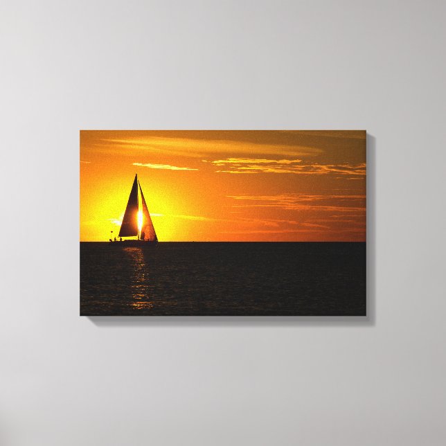 sunset sail on lake canvas print (Front)