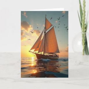 Sunset Sailboat Fathers Day Card