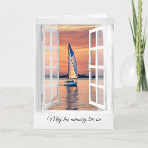 Sunset Sailboat In Window Sympathy Card