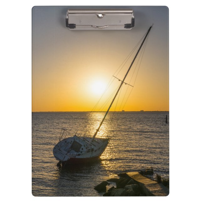 Sunset Sailboat Shipwreck Gulf Breeze FL Clipboard (Front)