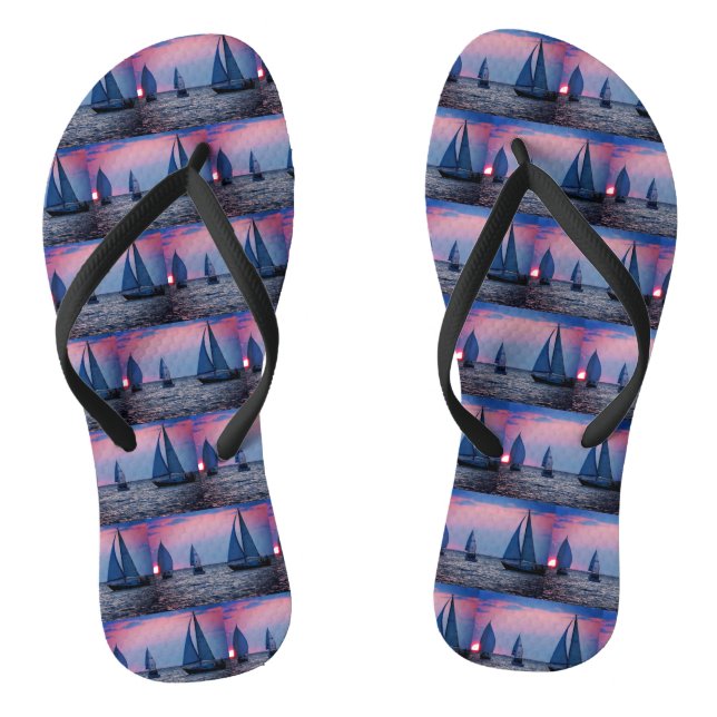 Sunset Sailboats Flip Flops (Footbed)