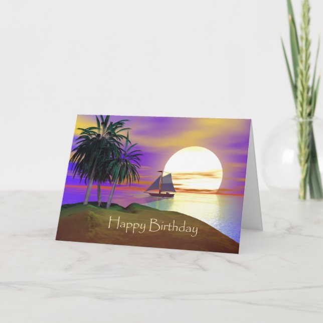 Sunset Sailing Birthday Card (Front)