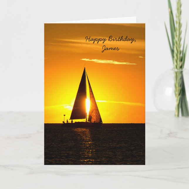 Sunset Sailing Birthday Card (Front)