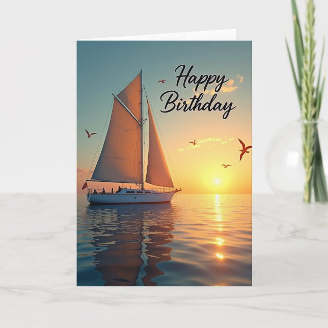 Sunset Sailing Birthday Card (Front)
