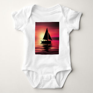 Sunset, Sailing Boat in The Sea-39186 Baby Bodysuit
