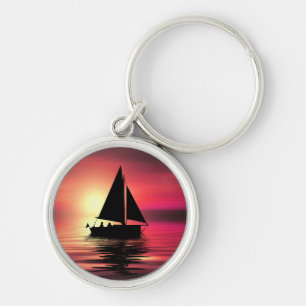 Sunset, Sailing Boat in The Sea-39186 Keychain