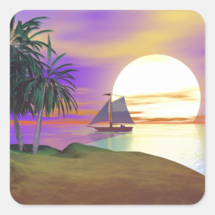 Sunset Sailing Square Sticker