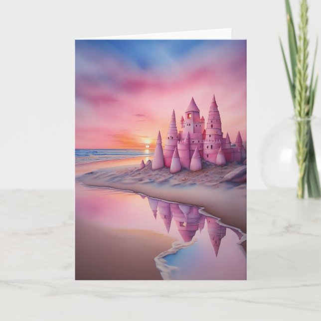 Sunset Sandcastle Dreams Card (Front)