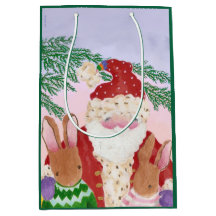 Sunset Santa and Bunnies Medium Gift Bag