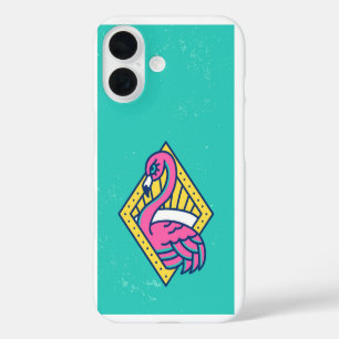 Sunset Sass Flamingo Badge iPhone 16 Case