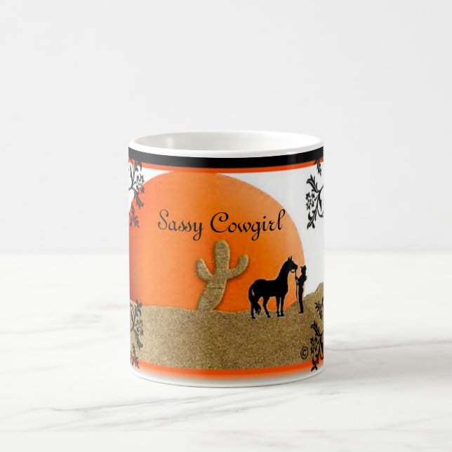 sunset, Sassy Cowgirl Magic Mug (Center)