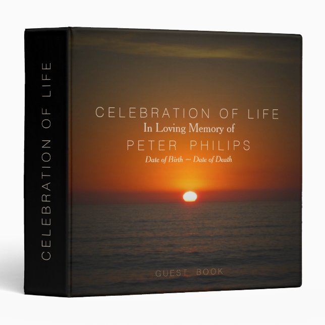 Sunset Sea Celebration of Life Guest Book Binder (Front/Spine)