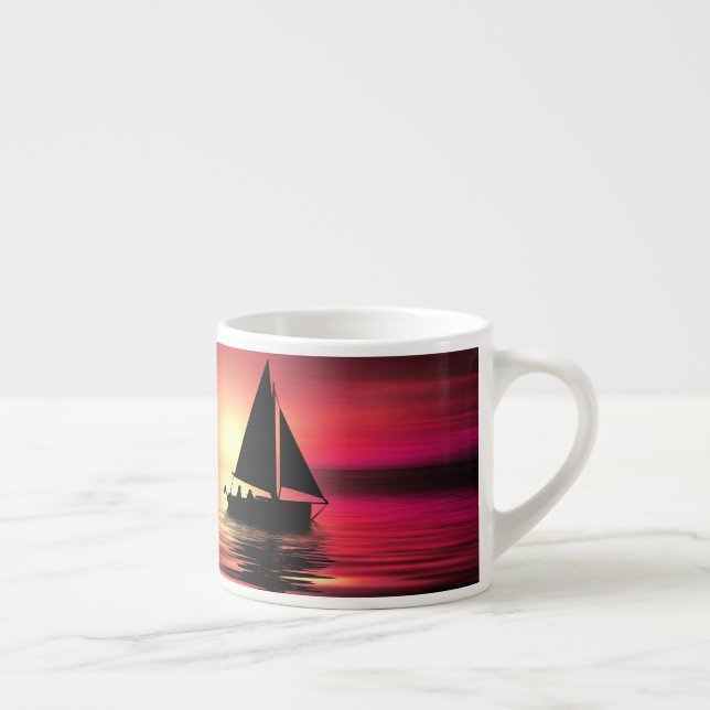 Sunset, Sea, Sailing Boat Espresso Cup (Right)