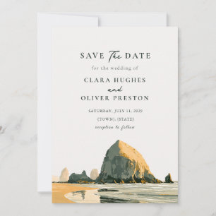 Sunset Sea Stacks Oregon Coast Beach Wedding Save The Date