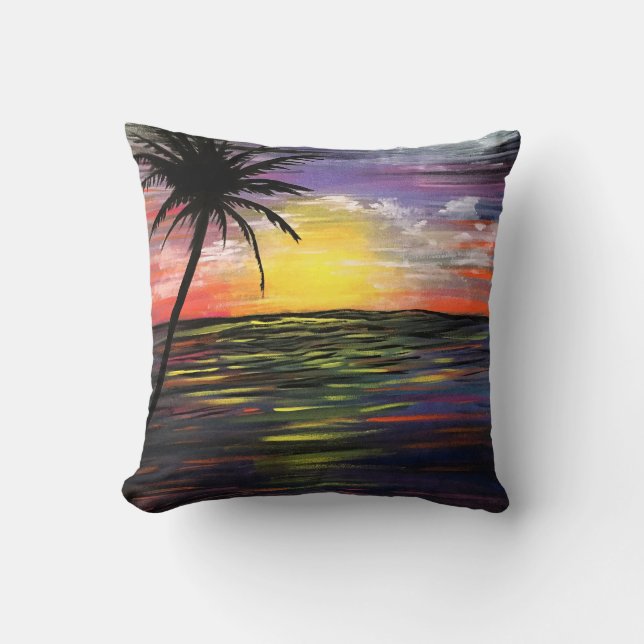 Sunset Sea  Throw Pillow (Front)