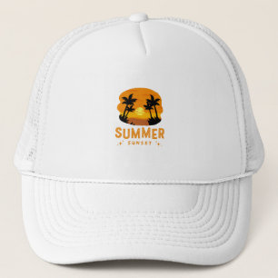 sunset sea trucker hat