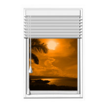 Sunset Sea View Faux Window With Blinds