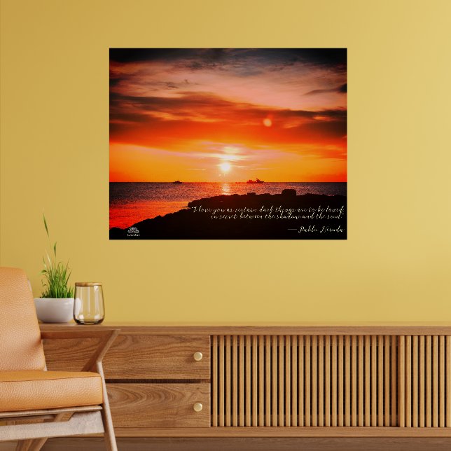 Sunset & Sea with a quote by Linandara Poster (Living Room 2)