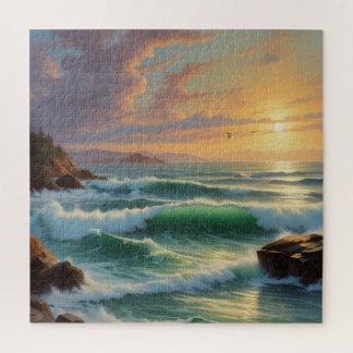 Sunset Seascape Painting Artwork Jigsaw Puzzle