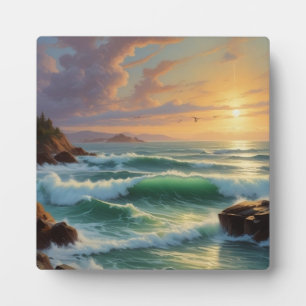 Sunset Seascape Painting Artwork Plaque