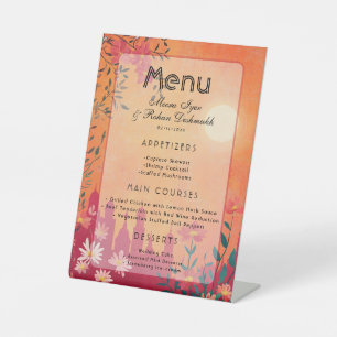 Sunset Serenade Pedestal Wedding Menu Sign