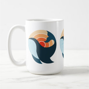Sunset Serenity: A Whale's Leap in Retro Colours Coffee Mug