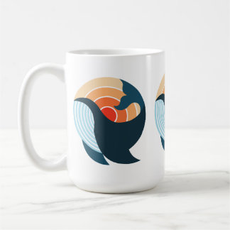 Sunset Serenity: A Whale's Leap in Retro Colours Coffee Mug