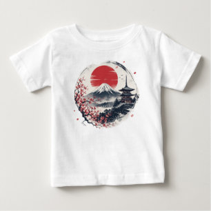 Sunset Serenity at Mount Fuji – Japanese Ink Art Baby T-Shirt