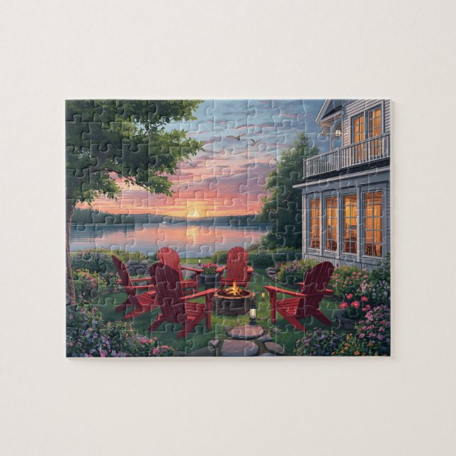 Sunset Serenity by the Lake Jigsaw Puzzle (Horizontal)