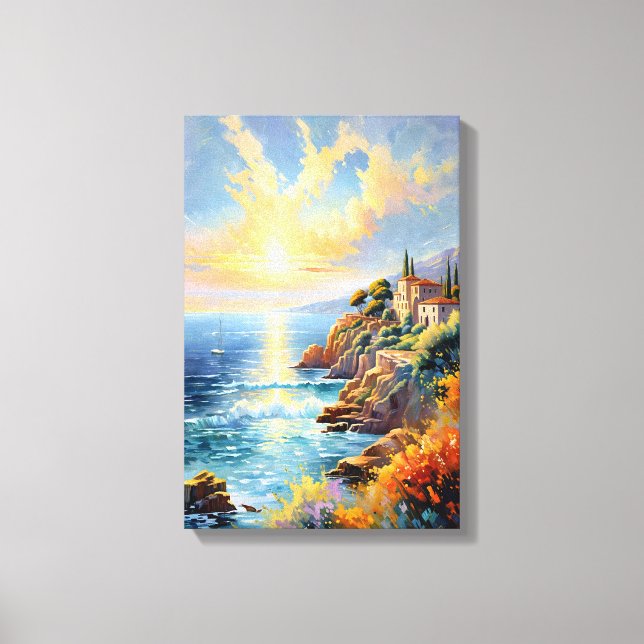 Sunset Serenity by the Mediterranean Impressionism Canvas Print (Front)