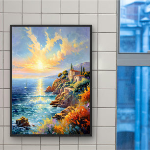 Sunset Serenity by the Mediterranean Impressionism Poster