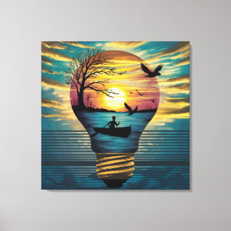 Sunset Serenity: Rowing into the Golden Glow Canvas Print