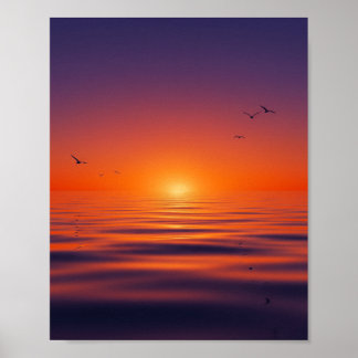 “Sunset Serenity Wall Poster – Tranquil Ocean Wave