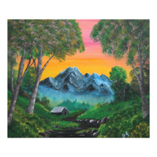 Sunset Shack in Mountain Forest  Photo Print