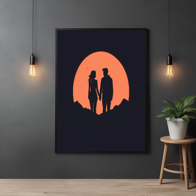Sunset Silhouette Couple Minimalist Love Art Poster (Creator Uploaded)