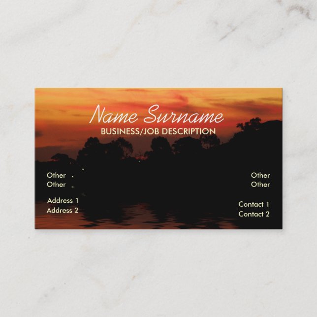 Sunset Silhouette Skies Business Card (Front)