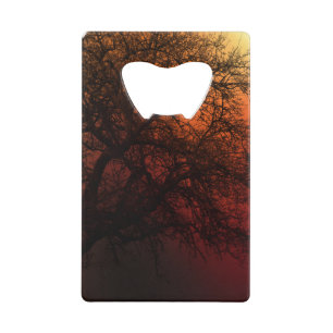 Sunset Silhouette Tree Art Credit Card Bottle Opener