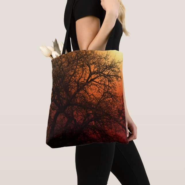 Sunset Silhouette Tree Art Tote Bag (Close Up)