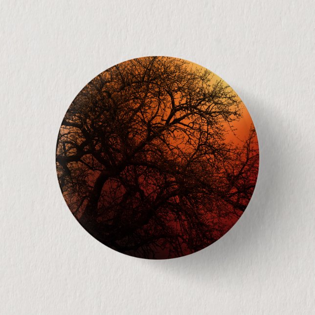 Sunset Silhouette Winter Tree 1 Inch Round Button (Front)