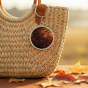 Sunset Silhouette Winter Tree Keychain