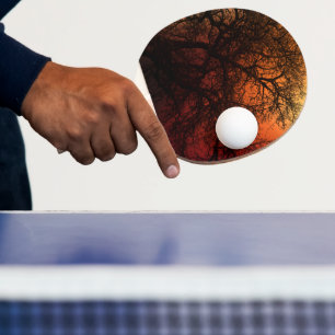 Sunset Silhouette Winter Tree Ping Pong Paddle