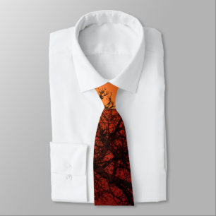 Sunset Silhouette Winter Tree Tie