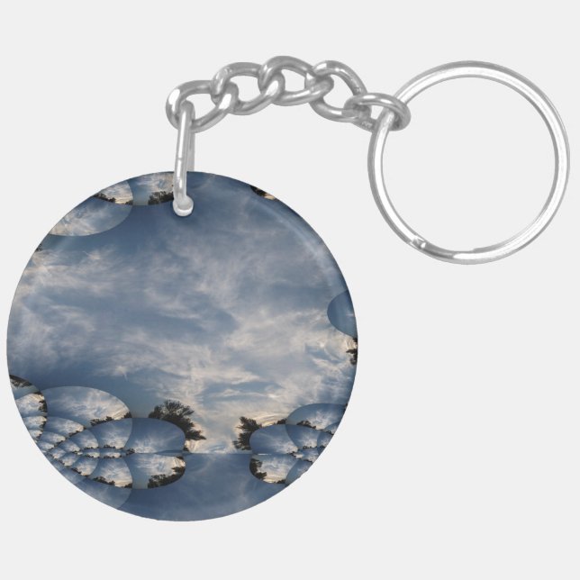 Sunset Skies Fractal with Basic Pattern Keychain (Back Right)